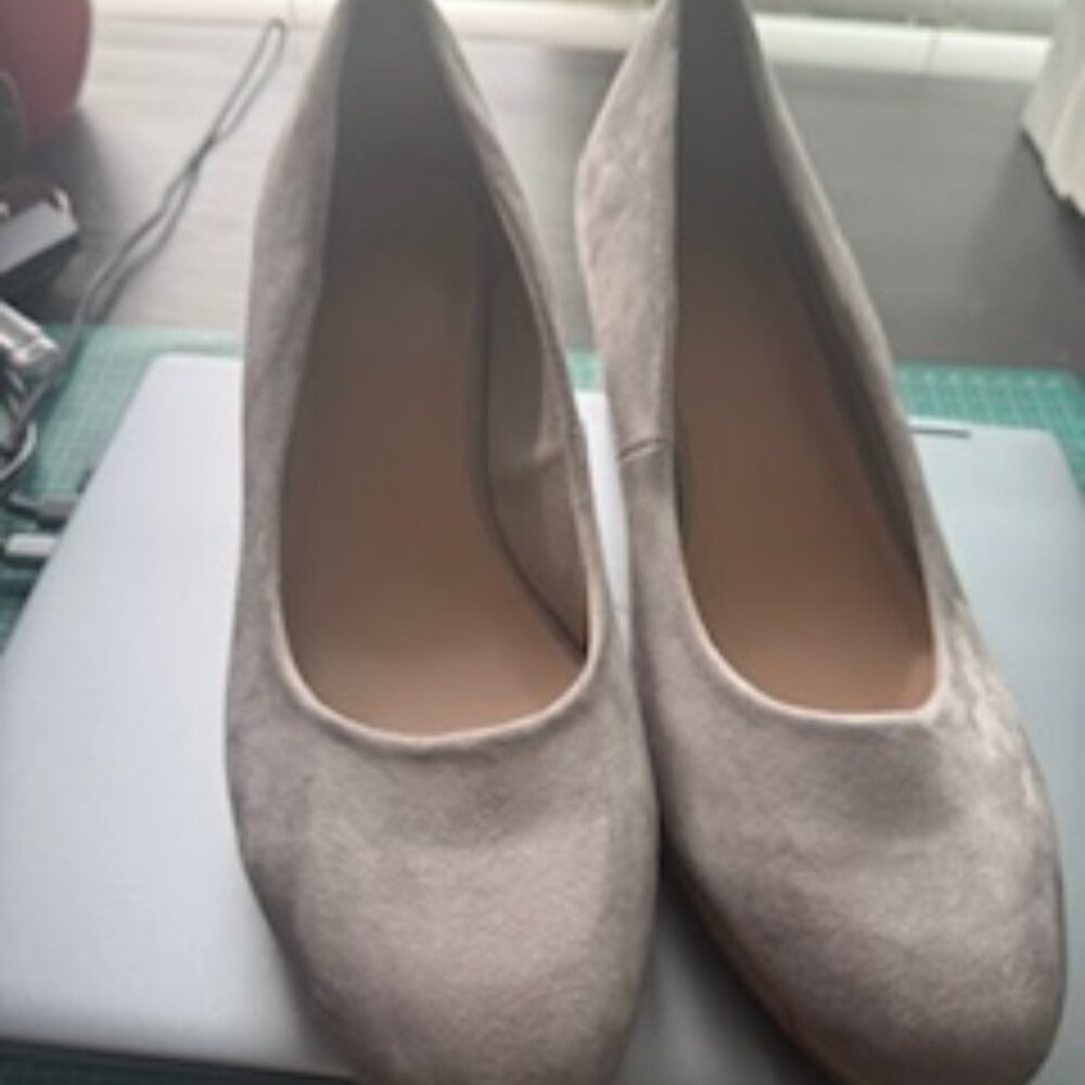 New Grey Faux Suede Rope Wedge Espadrilles